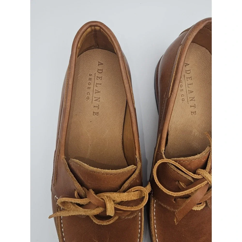 Adelante Shoe Co. Men's The Náutico Leather Boat Shoes Caramel 8 D